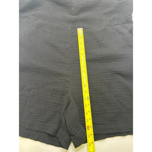 Eileen Fisher Organic Cotton Lofty Gauze Romper In Black. Size XL - Picture 6 of 8